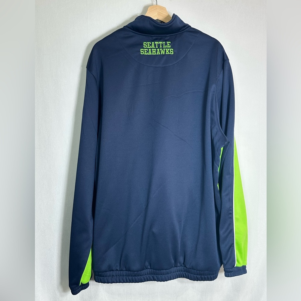 NFL Seattle Seahawks Quarter Zip Pullover Jacket Navy Blue Action Green Mens XXL - Picture 3 of 4